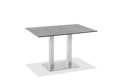 Gartentisch Bistrox 120x81 Tischplatte HPL Zement Gestell Edelstahl Gebürstet