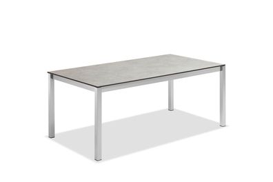 Gartentisch Velinax 160x95 Tischplatte HPL Zement Gestell Edelstahl Gebürstet