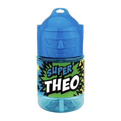 Wasserflasche f. Kinder mit Namen für Schule und Freizeit-BPA frei-Trinkflasche Theo