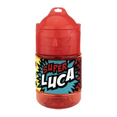 Wasserflasche f. Kinder mit Namen für Schule und Freizeit-BPA frei-Trinkflasche Luca