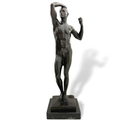 Bronzeskulptur Kopie nach Rodin das Eherne Zeitalter Replik Bronzefigur Akt 32cm
