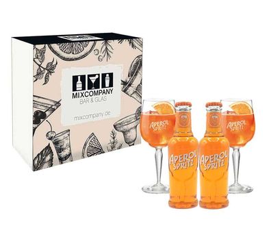 Aperol Geschenkset - Aperol Spritz 2x 0,2L (10,5% Vol) + 2x Aperol Gläser / Gla