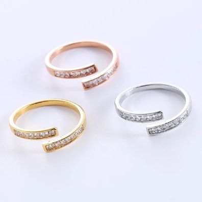 Offener eleganter Ring Gold Rosé oder Silber mit Edelsteinen
