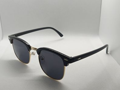 UNISEX Sonnenbrille Modisch/ Klassische Form Schwarz mit goldenem Steg