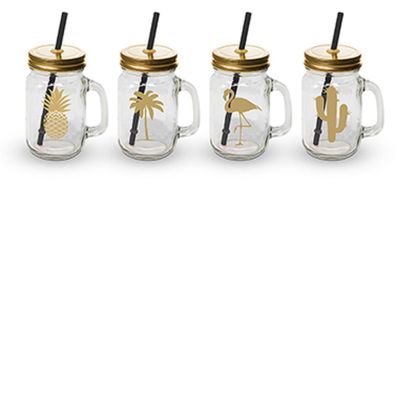 Party Tumbler Set of 4 Pineapple real gold, 603731 - Trinkgläser ppd