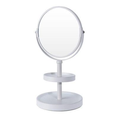 Zweiseitiger Spiegel mit Regal weiß 25x15 cm Kosmetikspiegel Make-up Badezimmer Deko