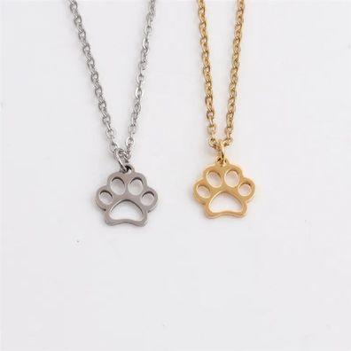 Hunde Katzen Pfote Halskette Gold oder Silber Anhänger Pfote