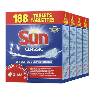 SUN Professional Classic Tabs, Reinigertabs für die Spülmaschine | Packung (188 Stück