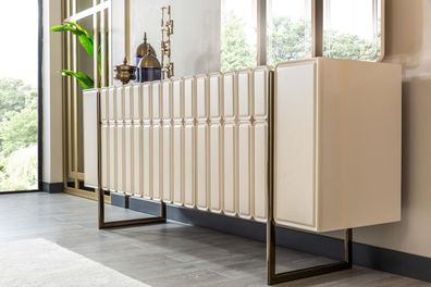 Beige Holz Anrichte Designer Kommode Sideboard Holzschrank Luxus Möbel