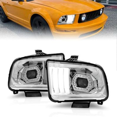 Für FORD Mustang 2005 - 2009 Projector Scheinwerfer LED tube chrom 05 09 2008