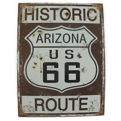 Blechschild, Reklameschild Historic Arizona Route US 66, Wandschild 33x25 cm