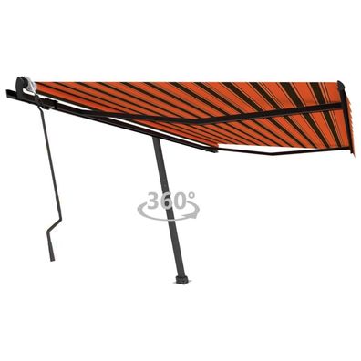 vidaXL Standmarkise Manuell Einziehbar 450x300 cm Orange/ Braun