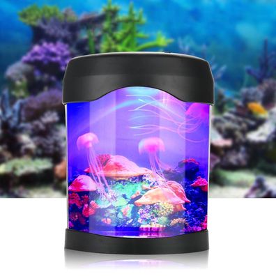 Mini-Desktop-Aquarium mit USB-Licht, Stimmungs-LED, Farbwechsel-Nachttischlampe