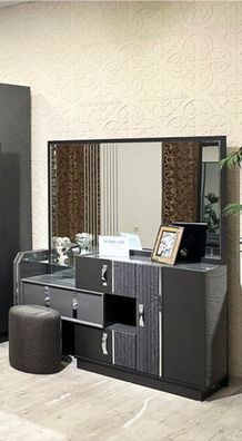 Grau Schminktisch mit Spiegel Modern Einrichtung Neu Designer Schlafzimmer Möbel