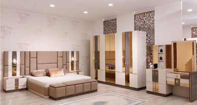 Designer Schlafzimmer Set Luxus Doppelbett 2x Nachttische Neu Kleiderschrank