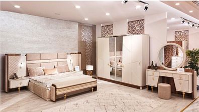 Luxus Schminktisch mit Spiegel Modern Einrichtung Schlafzimmer Design Möbel
