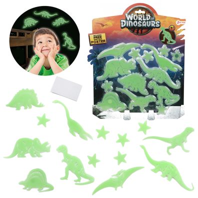 Toi-Toys WORLD OF Dinosaurs Aufkleber Fluoreszierende Dino Dinosaurier leuchtend