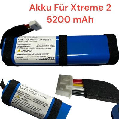 HX Akku für JBL Xtreme 2 Speaker MusikBox 5200mAh SUN-INTE-103, 2INR19/66-2 Neu