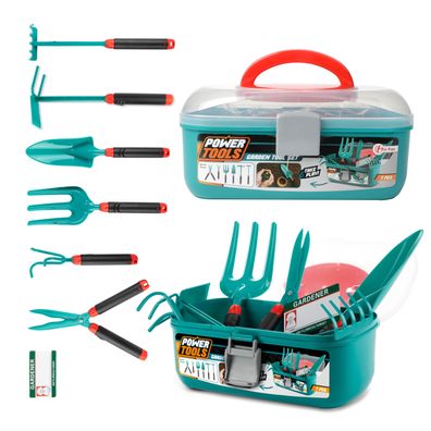 Toi-Toys - POWER TOOLS - Kinder Gartenwerkzeugset (7-teilig) im Werkzeugkoffer