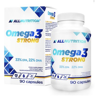Omega 3 Strong 1000 mg Fischöl - 90 Kapseln mit Vitamin E, 33% EPA 22% DHA