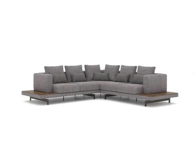Wohnzimmer Grau Textil Sofa Couch L-Form Designer Luxus Polstersofa