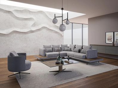 Wohnzimmer Garnitur 2tlg Textil Sofa Couch L-Form Neu Couchtisch Luxus Möbel