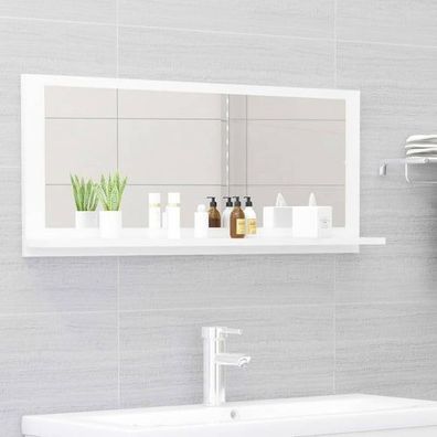 Badspiegel Hochglanz-Weiß 90x10,5x37 cm Holzwerkstoff