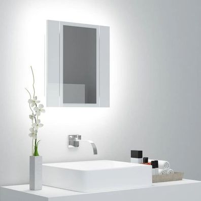 LED-Bad-Spiegelschrank Hochglanz-Weiß 40x12x45 cm Acryl