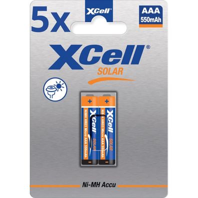 10x XCell Solar Akkus X550AAA Micro Ni-MH 1,2V 550mAh (5x 2er Blister)