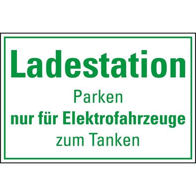 Hinweisschild Ladestation Elektrofahrzeug, Kunststoff, 300x200mm