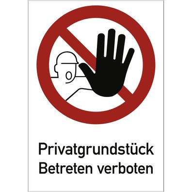 Privatgrundstück Betreten verboten, Kombischild, DIN 4844-2