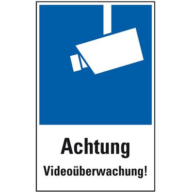 Hinweis-Schild Achtung Videoüberwachung!, Folie, selbstkl., 200x300mm