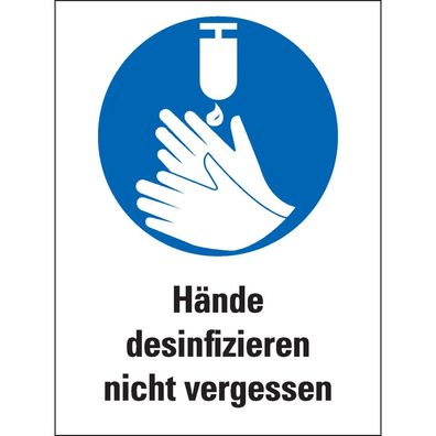 Aufkleber für Warnaufsteller Hände desinfizieren nicht vergessen, Folie