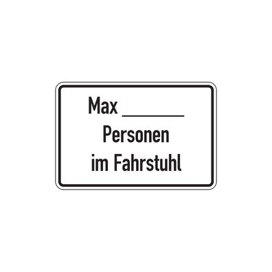 Hinweisschild, Max Personen im Fahrstuhl, 200 x 300 mm, Folie