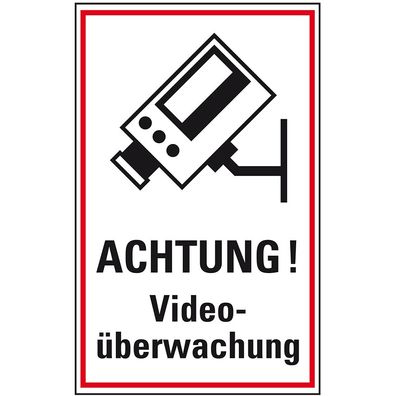 Hinweis-Kombischild Achtung! Videoüberwachung, Kunststoff, 200x300mm