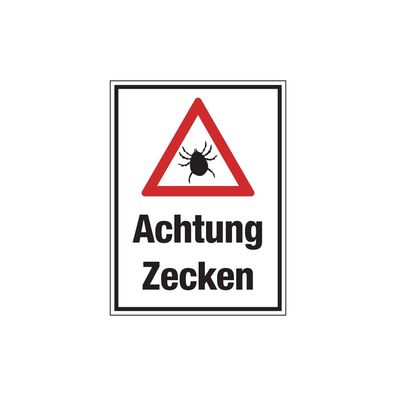 Hinweisschild, Achtung Zecken, 400 x 300 mm, Aluverbund