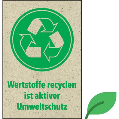 Wertstoffe recyclen ist ... Umweltschutz, KRO, Graspapier,200x300mm