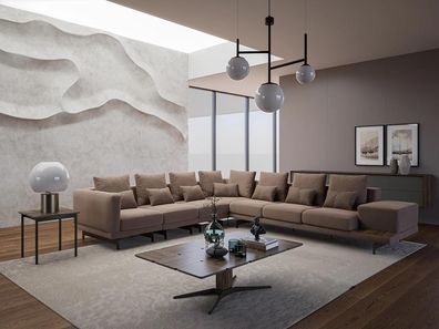 Luxus Designer Komplett Sofa Couch L-Form Einrichtung Holz Couchtisch Neu