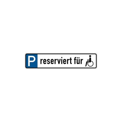 Parkplatzkennzeichen, P-reserviert für l Rollstuhlfahrer, Alu geprägt