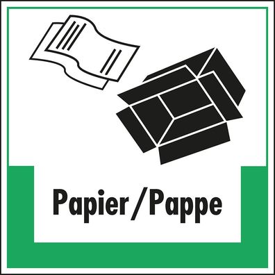 Abfallkennz. Papier/ Pappe, mit Symbol und Text, Folie, selbstkl.