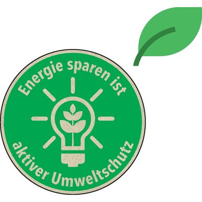 Hinweisschild Energie sparen ist Umweltschutz, KRO, Graspapier, Ø 100mm