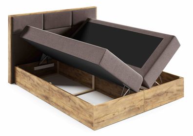 FURNIX Boxspringbett REDOS 120x200 mit Bettkasten aus Möbelplatten & Topper FR4