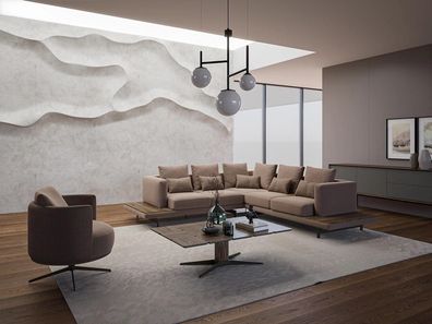Wohnzimmer Designer Möbel Luxus Garnitur Ecksofa L-Form Einrichtung Couchtisch