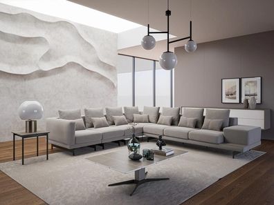 Designer Sofa Couch Ecksofa L-FormTextil Polster Garnitur Wohnzimmer Couchtisch