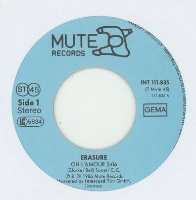 7" Erasure - Oh L´amour ( Ohne Cover )