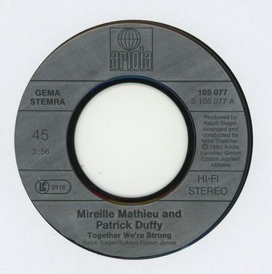 7" Mireille Mathieu & Patrick Duffy - Together we´re strong ( Ohne Cover )