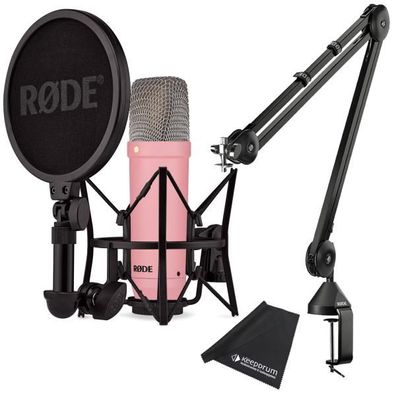 Rode NT1 Signature Pink Studio-Mikrofon Rosa mit PSA1 Gelenkarm Schwarz