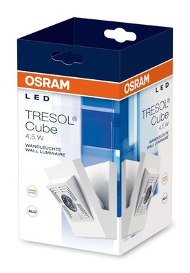 2x Osram Wandleuchte TRESOL Cube weiß, 4,5 Watt, warmweiß, EEK: G (Spektrum A-G)