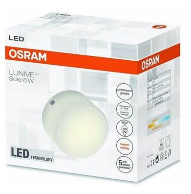 Osram LED Deckenleuchte Lunive Sole 8W=30W Ø10cm warmweiß Glas EEK: G (Spekt A-G)