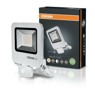 OSRAM LED ENDURA FLOOD Sensor, Außen-Flutlicht, weiss, Alu, 50Watt, 4000lm, IP44
